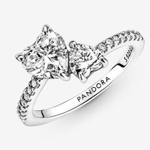 PANDORA Double Heart Sparkling Ring